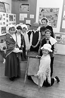 History Prints: Lepton C of E First School. Staff and pupils wore the traditional clothes of