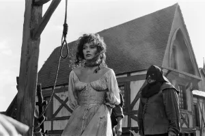 Lesley-Anne Down on the set of The Hunchback of Notre Dame at Pinewood Studios