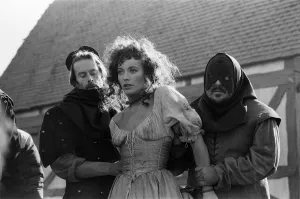 Lesley-Anne Down on the set of The Hunchback of Notre Dame at Pinewood Studios