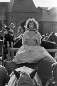 Lesley-Anne Down on the set of The Hunchback of Notre Dame at Pinewood Studios