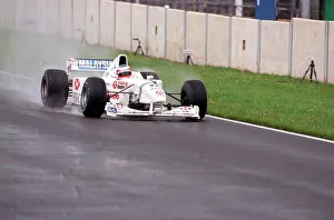 Circuits Prints: LESLEY FITZ SIMONS TAKE THE HIGH ROAD ACTRESS IN A RACING CAR IN THE RAIN AT SILVERSTONE