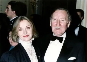 Leslie Phillips Actor and Producer born London with his wife Angela Scoular dbase