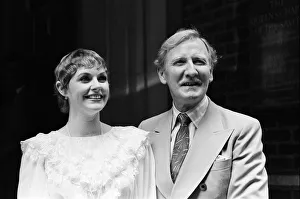 Wedding Dress Prints: Leslie Phillips marries Angela Scoular at the Queens Chapel of the Savoy