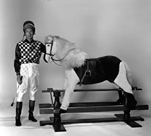 Lester Piggott posed with Rocking Horse in the Daily Mirror studio after being told