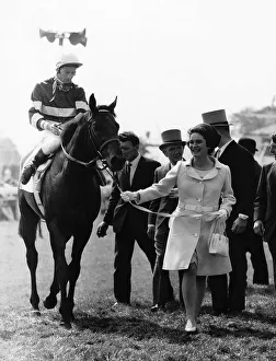 Lester Piggott on Sir Ivor after winning the Derby led by Princess Caroline Cecile