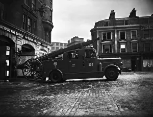 Fire Station Prints: A Leyland FKT Pump Escape fire engine seen here outside NFS Fire station A2Z part of