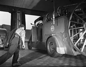 01476 Prints: A Leyland FKT Pump Escape fire engine seen here outside NFS Fire station A2Z part of