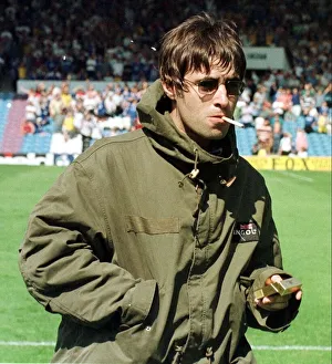 Liam Gallagher at Maine Road football ground August 1997 to watch the Manchester City v