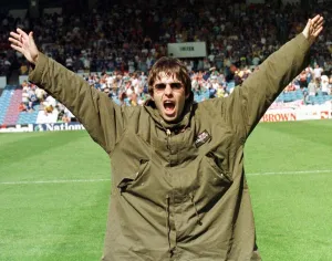 Liam Gallagher at Maine Road football ground August 1997 to watch the Manchester City v