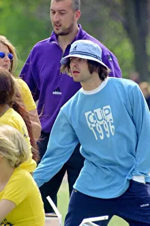 Liam Gallagher - May 1996 Liam Gallagher on the sidelines at Brit Pop rivals