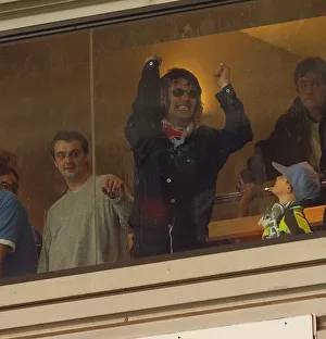 Liam Gallagher of Oasis celebrates Manchester May 1999 City win against Gillingham