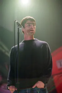 Liam Gallagher of Oasis performing at Newcastle Arena during their Be Here Now Tour