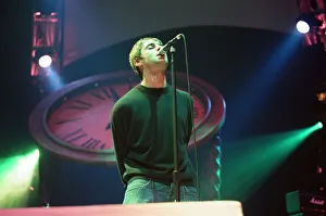 Liam Gallagher of Oasis performing at Newcastle Arena during their Be Here Now Tour