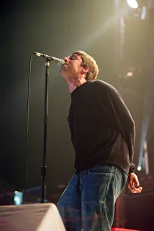 Liam Gallagher of Oasis performing at Newcastle Arena during their Be Here Now Tour