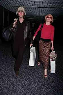 Liam Gallagher Singer July 98 Arriving at heathrow airport with his wife actress