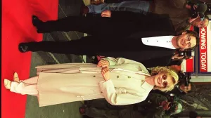 Liam Neeson with Jessica Lange at premiere of Rob Roy in Edinburgh
