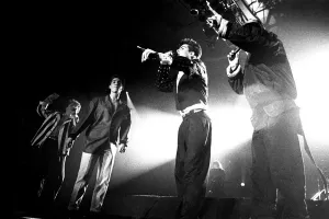 Lib - Boy Band New Kids on the Block perform at Whitley Bay Ice Rink 27 April 1990