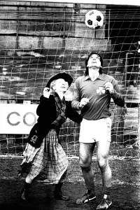 Football Strip Prints: Lib - Football legend George Best giving actress Gudrun Ure some footballing tips during