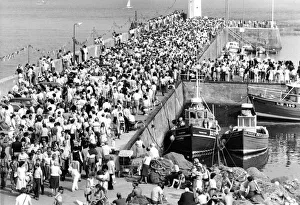 Lib - Seahouses habour on lifeboat fete day; August 1987