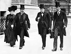 Liberal Chancellor of the Exchequer David Lloyd George accompanied by his wife