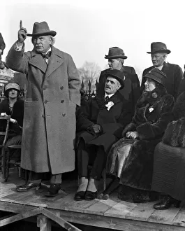 Liberal Party Leader David Lloyd George seen here delivering his final speech of