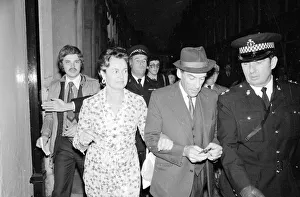 Liberal party leader Jeremy Thorpe leaving his party headquarters in Barnstable