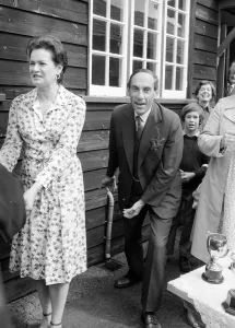 Walking Stick Prints: Liberal Party leader Jeremy Thorpe visits a flower show August 1978