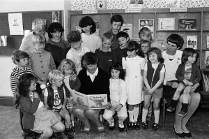 Literature Prints: Librarian Mrs. Enid Blackburn reads to some of the children who attended a story time