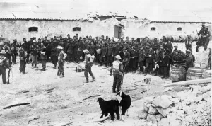 North African Theatre Prints: Libya. British infantry in possession of an Italian fort after the capture of Derna