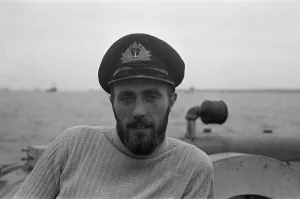 Lieutenant Jack Haughton, RNVR commander of a landing craft bringing re-enforcements to
