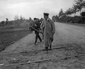 Lieutenant Newton Clare, a Royal Naval Air Service airman, seen here with a rifle