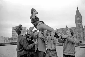 Big Ben Prints: Lifted into the air by fellow actors. November 1969 Z11996-003