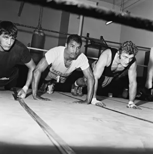 Light Heavyweight Prints: Light heavyweight boxer John Conteh (centre) and heavy weight boxer Joe Bugner (right