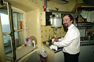 Lighthouse Prints: Lighthouse keeper Colin Jones seen here washing up during this last relief tour to