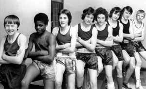 The likely lads... the confident-looking Warwickshire boxers who compete in tomorrow