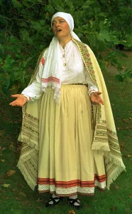 Lilija Zobens opera singer October 1997 Wearing traditional Latvian costume