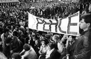 Lime Street filled with fans of all ages for a tribute to John Lennon. 27th December 1980