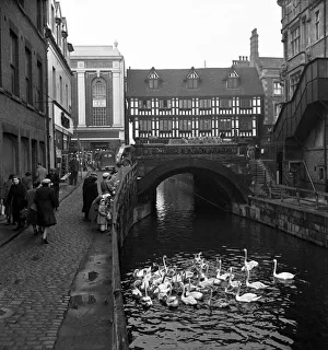 00019 Prints: Lincoln - The High Bridge carries Lincolns High Street over the River Witham