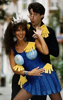 Linda Lusardi Model / TV Presenter with co-host Richard Brecker wearing the clothes of
