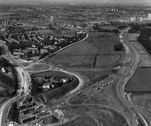 Motorways Prints: The line of the new section of the M57 between Prescot (left) and Knowsley (right)