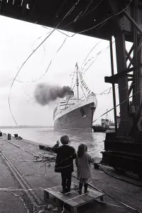 Ocean Prints: The liner Queen Elizabeth sets sails from Southampton carrying passengers for the last