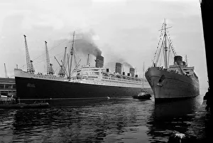 Liner RMS Mauretania II arriving in Southampton for the last time after her final voyage