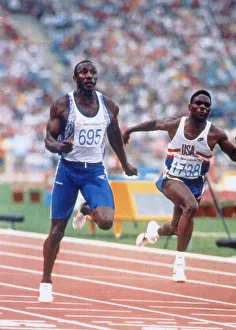 Mens Prints: Linford Christie running in 100m Final at the Barcelona Olympics, Spain