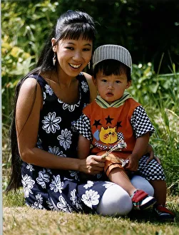 Ling Tai actress with her son 17 month old Christopher she was abandoned as a baby