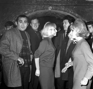 Lionel Bart, Alun Owen and Beatles manager Brian Epstein at the Cavern Club, Liverpool