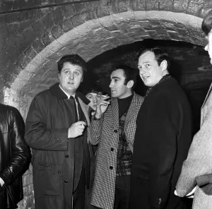 Lionel Bart, Alun Owen and Beatles manager Brian Epstein at the Cavern Club, Liverpool