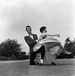 Brother Prints: Lionel Blair and his sister Joyce flying high in a routine rehearsal. 21st July 1959