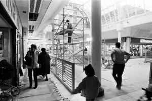 Scaffolding Prints: Liscard shops, the new look shopping centre nearly complete