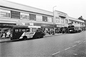 Buses Prints: Liscard shops, on Wallasey Road. Liscard is an area of the town of Wallasey