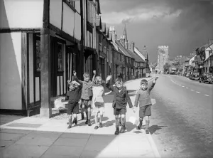 A little group of Birmingham children who as a result of the evacuation